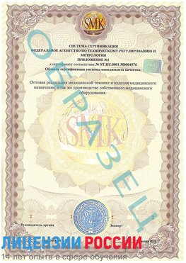 Образец сертификата соответствия (приложение) Пятигорск Сертификат ISO 13485